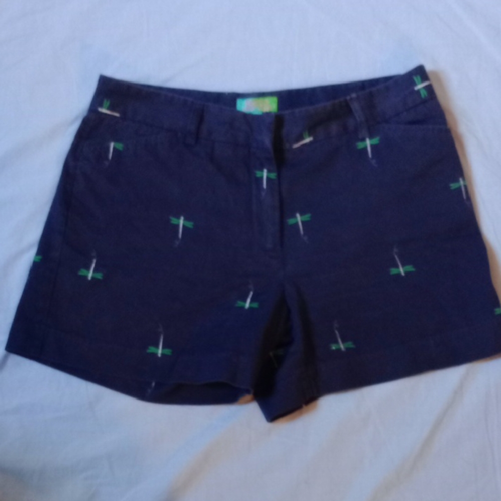 Tahiti Reef Club Blue and Green  Shorts with Dragonflies Design, Size 10